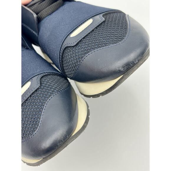 Authentic Balenciaga Race Runner Sneakers Navy Blue Black Elastic Size 8 38 - Picture 11 of 16
